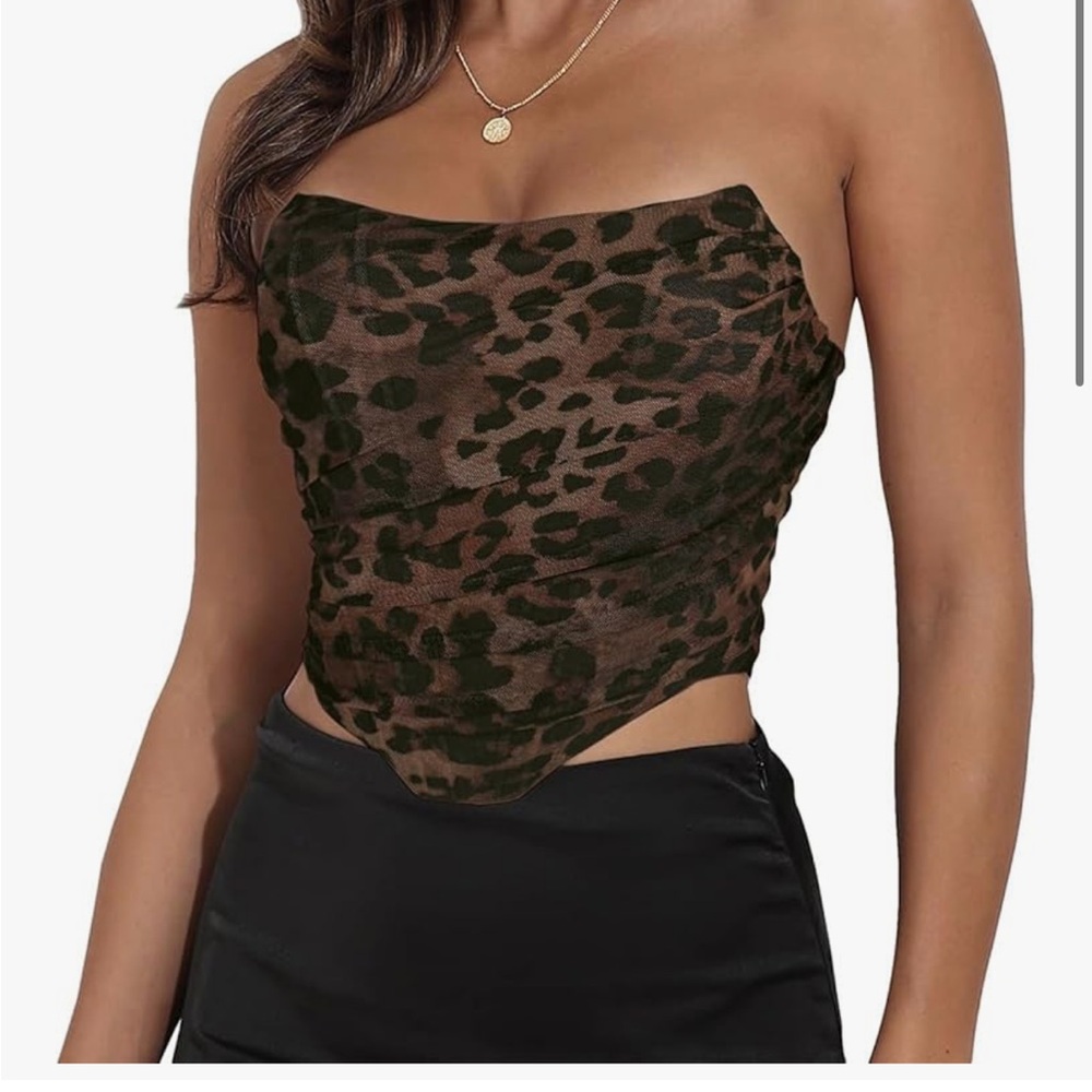 Leopard Print strapless corset  Top